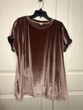 Wishlist Velvet Ombre Short Sleeve Tee - Mauve Brown